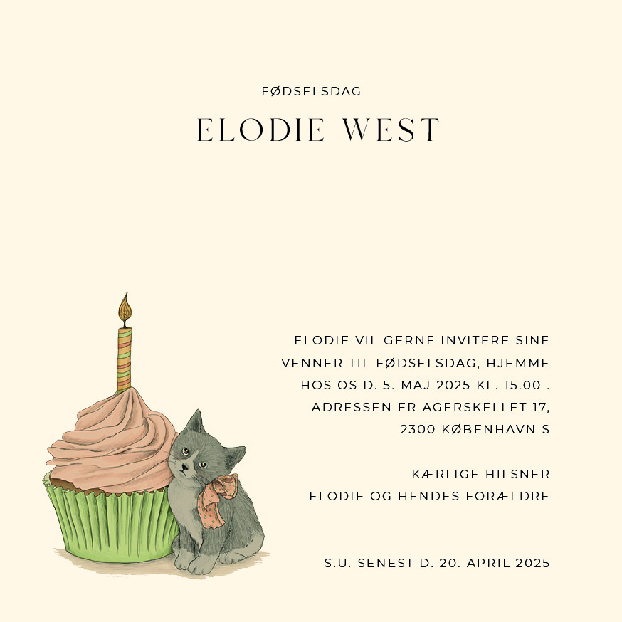 Invitationer - Elodie Fødselsdag